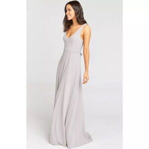 NWT Show Me Your MuMu Wedding Jenn Maxi Dress Chiffon Gray Low‎ Back V-neck XL